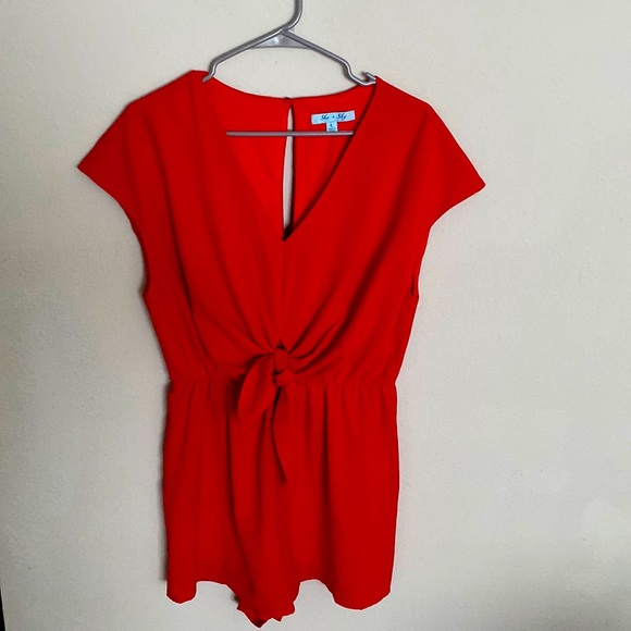 Red Open Back Romper - Picture 1 of 2